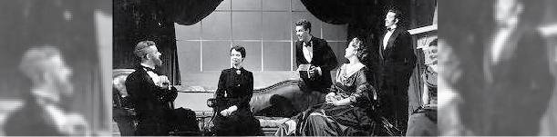 <center>Scene from "Major Barbara" performed by Players Club in March 1954. <br /> Photo credit: <a href="https://dx.doi.org/10.14288/1.0030739" target="_blank" rel="noopener">UBC Archives</a>.</center>